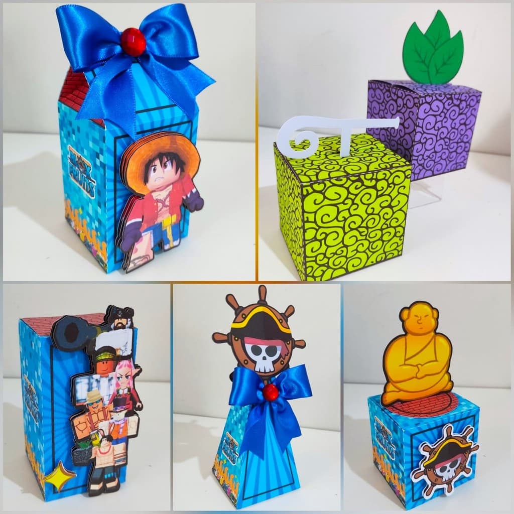 Kit Caixinha Para Festa Blox Fruit Papelaria Personalizada Caixa DESMONTADO