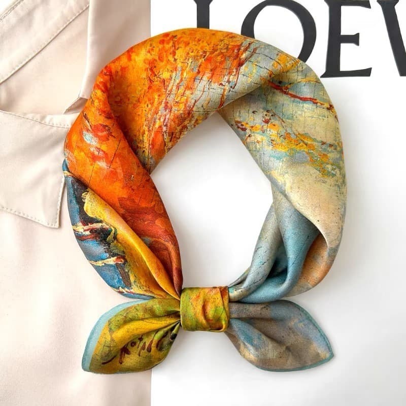 Lenço quadrado de seda feminino 100% lenço de seda amoreira e decorativo moderno e lenço xale
