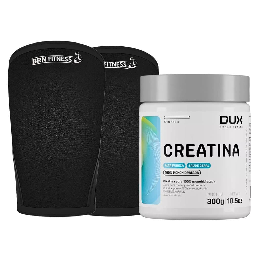 Kit Cotoveleira 7mm Neoprene+ Creatina 300g Dux Treino Força