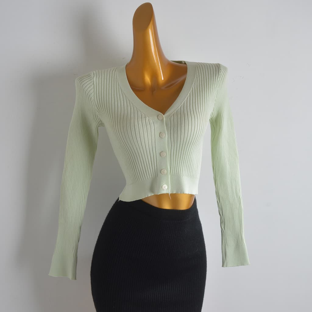2025 primavera outono novo estilo feminino com decote em V manga comprida Cardigan de malha feminino fino ajuste mais ma