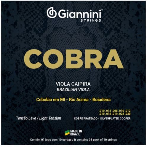 Encordoamento Leve Viola Caipira Giannini Cobra Cebolão em MI GESVL