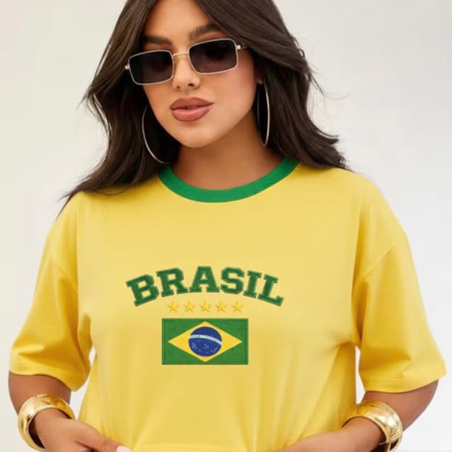 cropped seleção copa do mundo Brasil brazil conjunto verão algodão manga curta