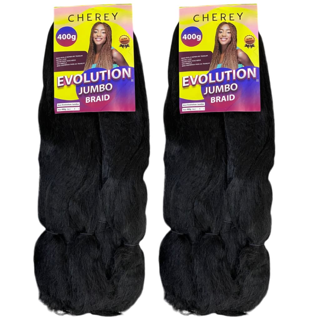 Kit 2 Cabelo Jumbo Cor 1 Preto Jumbão X 800 gramas -Promoção - Jumbo para Trança