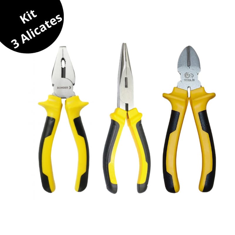Kit 3 Alicates 6 Polegadas em Aço Forjado Universal Corte e Bico Linha PREMIUM