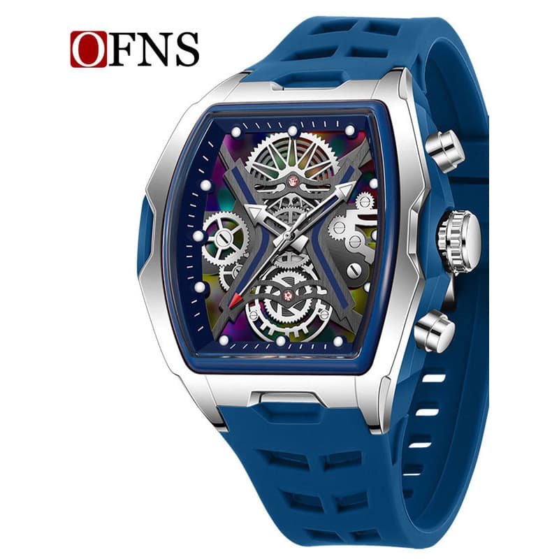 OFNS Novo Estilo Relógio Masculino Fita de Negócios Estudante Retro Barril Relógio de Quartzo Único Laser Relógio de Pul
