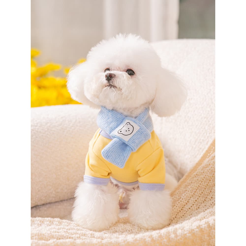 Lenço grátis filhote de cachorro roupas de pelúcia outono Bichon francês luta Pet gatinho pequenos filhotes outono inver