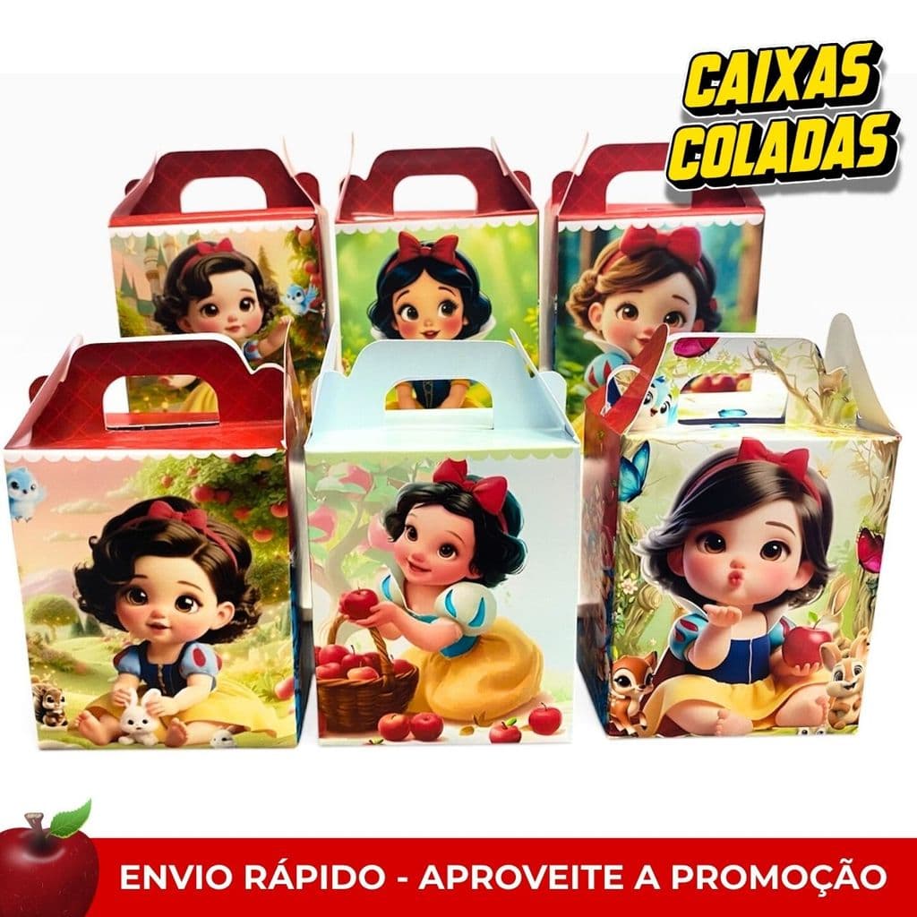 Caixa Maleta Branca de Neve Baby Cute  Lembrancinha Festa Infantil Princesa  Caixa maletinha Luxo