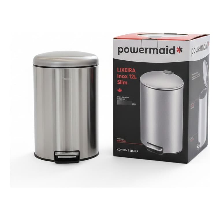 Lixeira Inox Slim 5L com Pedal Banheiro Lavabo Escritório Abertura Higienica