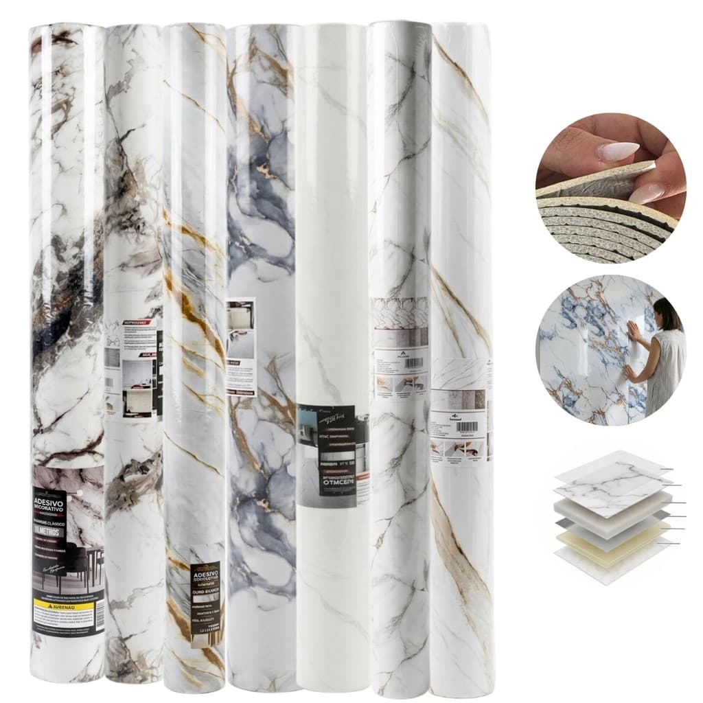 Adesivo Decorativo 1,2x2,8 Metros Painel Marmorizado Para Parede Revestimento Moderno