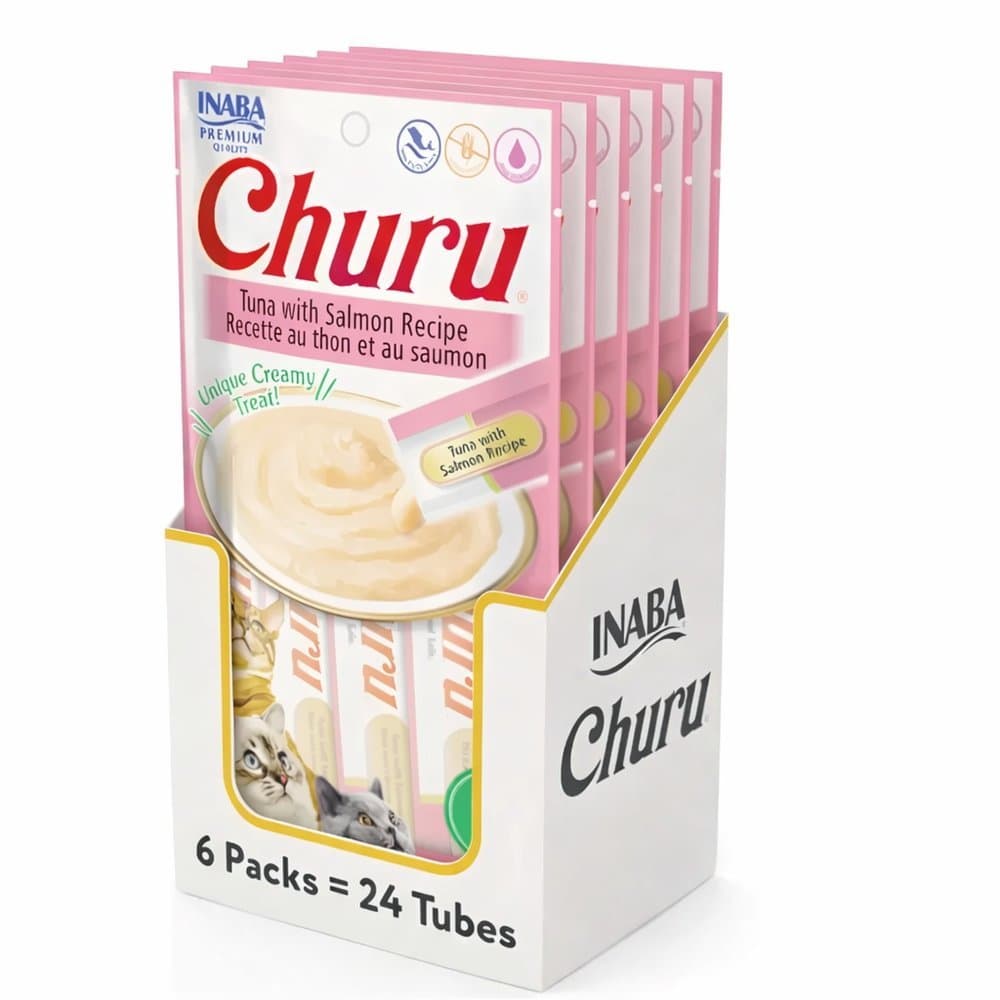 Churu CAIXA Gatos Atum Com Salmão Petisco Cremoso Inaba (Contém 24 Sachês no Total)