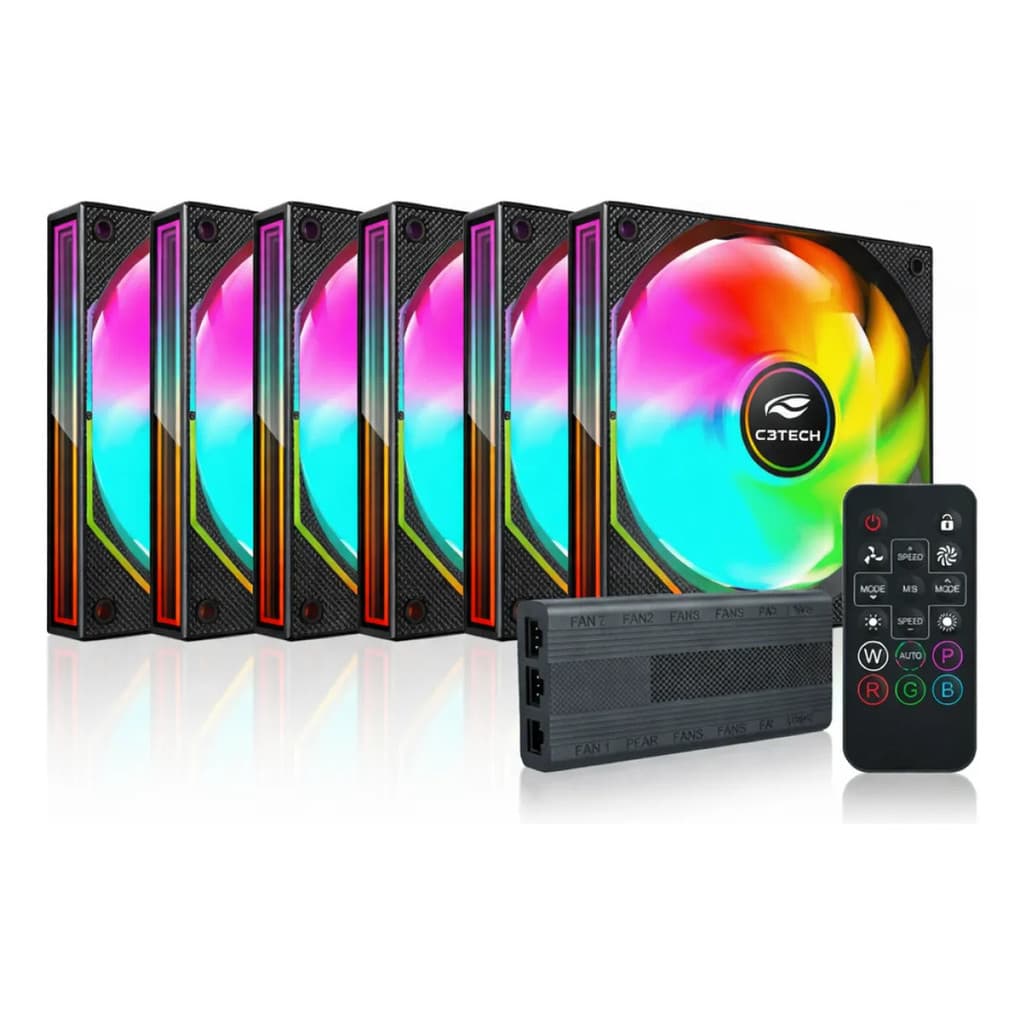 Kit 6 Cooler Fan Argb 120mm Controladora E Controle Remoto
