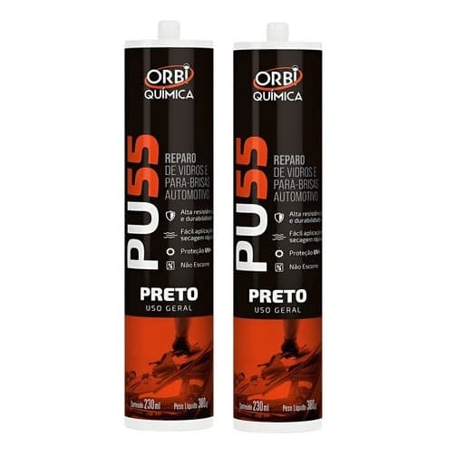 Kit 2 Pu55 Cola Parabrisa Reparo Vidro Automotivo Preto Orbi Quimica