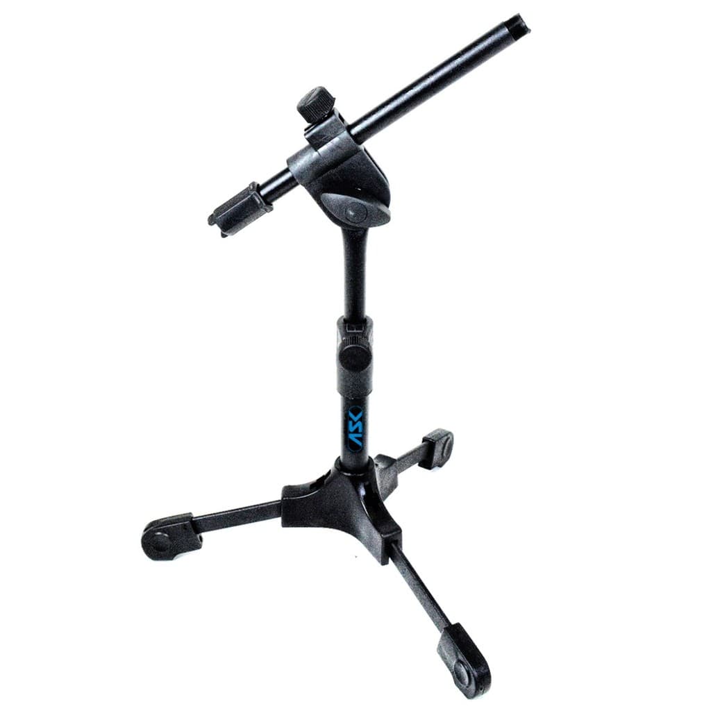 Suporte Mini Pedestal ASK MB Retrátil Para Microfone Tripé Ajustável Microfonar Bumbo Cajon Amp