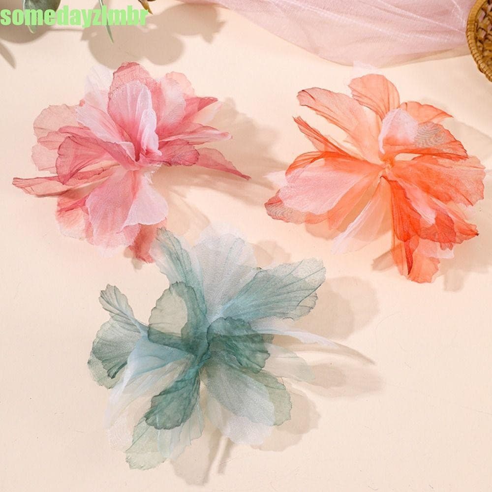 SOMEDAYZL0M 10 Peças de Patches de Flores de Organza, Patches de Tecido 3D em Camadas Múltiplas, Apliques Feitos à Mão