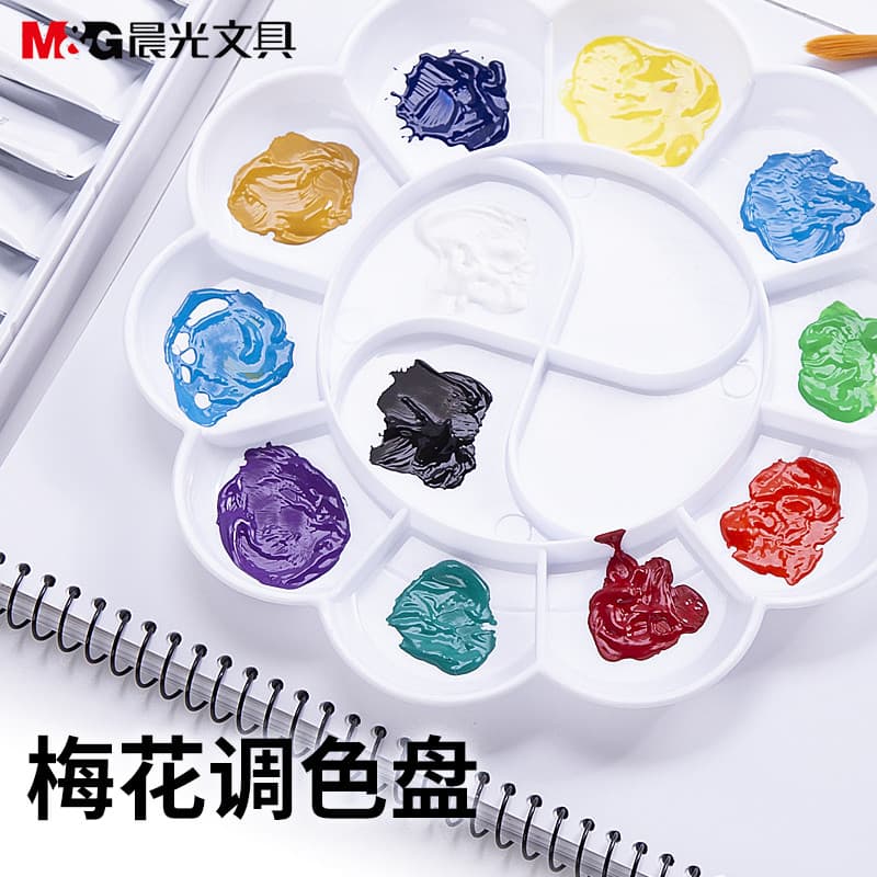 Paleta infantil Chenguang Paleta de pintura artística em flor de ameixa Pintura de jardim de infância Aquarela Pintura c