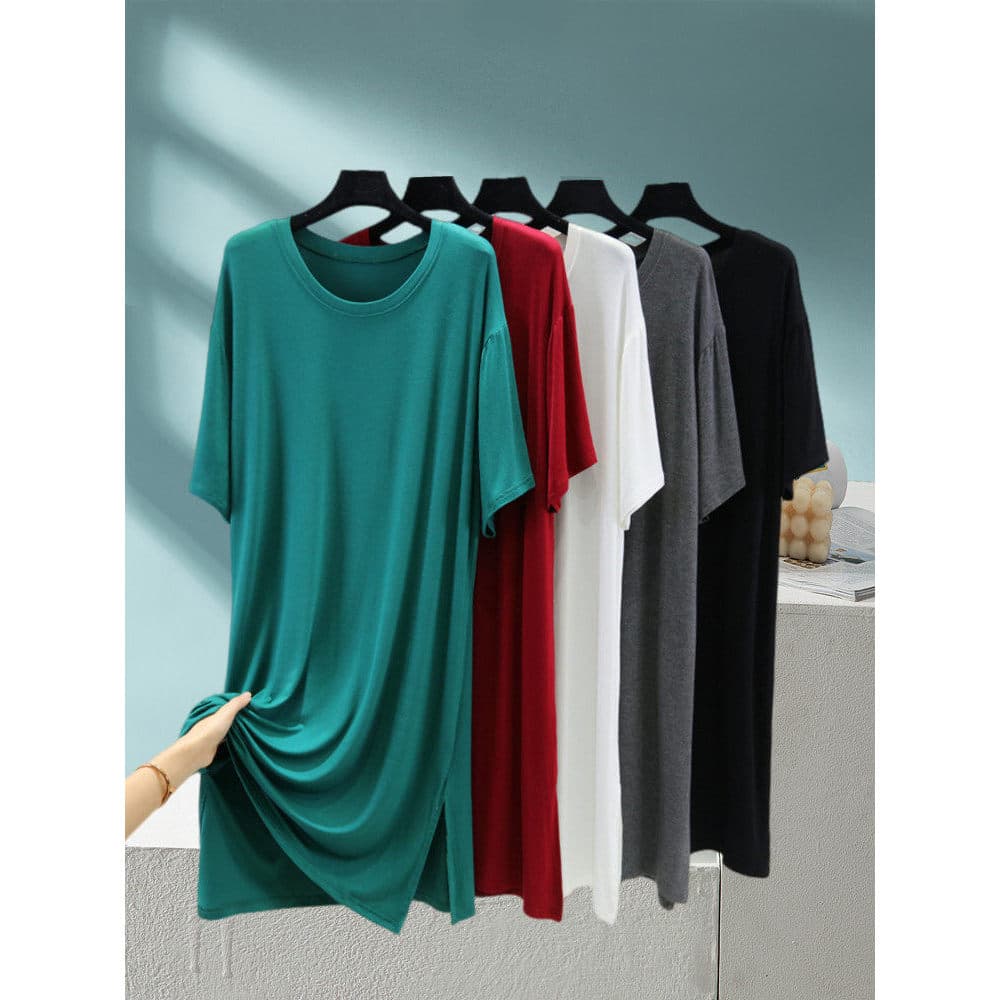 Camisola Modal de comprimento médio feminina verão pode usar fora pijamas finos vestido respirável tamanho grande saia d