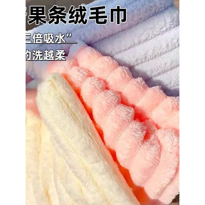 Doce listrado Coral velo toalha absorver água de secagem rápida sem fiapos toalha de rosto das mulheres dos homens High-