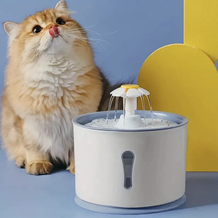 Fonte De Água Pet Automática Flor 1.5w Bivolt Silencioso Com Sistema De Filtragem