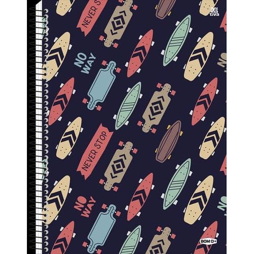 Caderno Universitario Capa Dura 15 Materias 240 Folhas Tema Skate Resistente Escolar