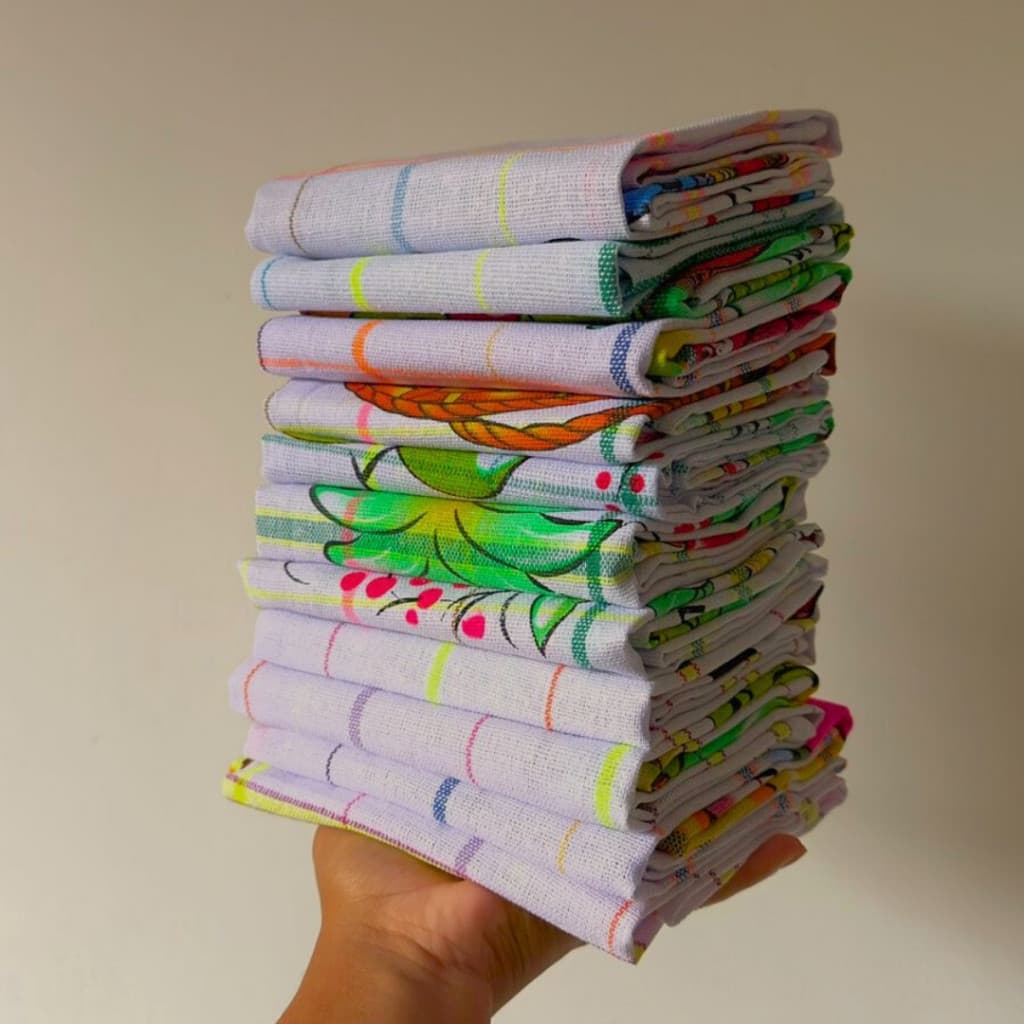 12 Panos De Prato Estampados 75 X 45 Grande Varias Cores