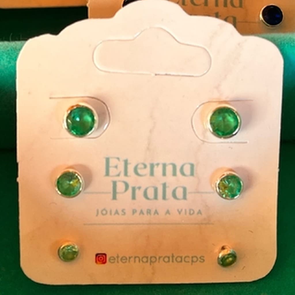 Trio zircônia cravação inglesa - Verde