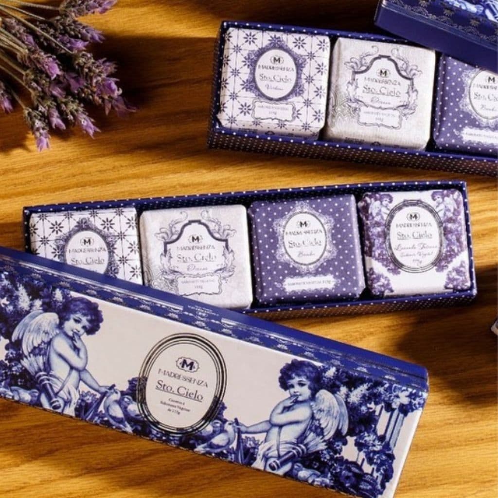 kit 4 sabonetes Madressenza - santo cielo e Kit Flores Brancas 115 g
