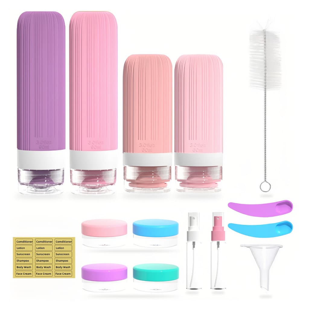 Kit Viagem Frasco Pote Silicone Shampoo 16 Peças 90ml 60ml