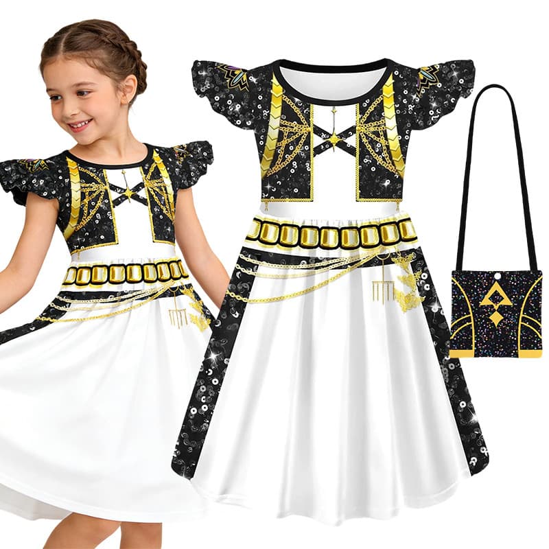 Vestido K-POP Rumi Para Meninas , Macio De Seda Com Leite , Estampa Floral Infantil Uso Diário De 2 A 10 Anos