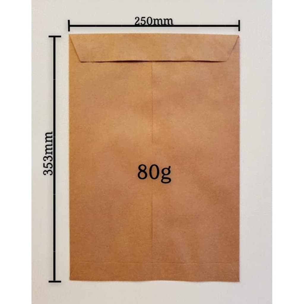 Envelope Saco KRAFT Natural Pardo 250X353MM 80GR PCTE C/50 UNID