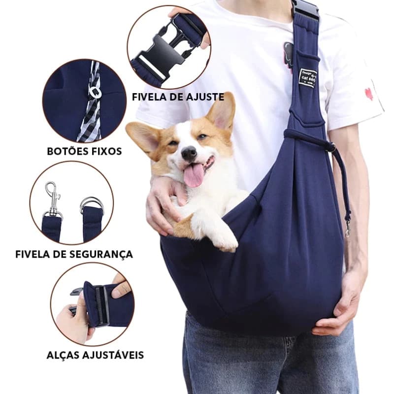 Mochila Transportadora Para Animais De Estimação – Bolsa Tipo Estilingue Portátil Cães E Gatos Com Alça Ajustável , Conf
