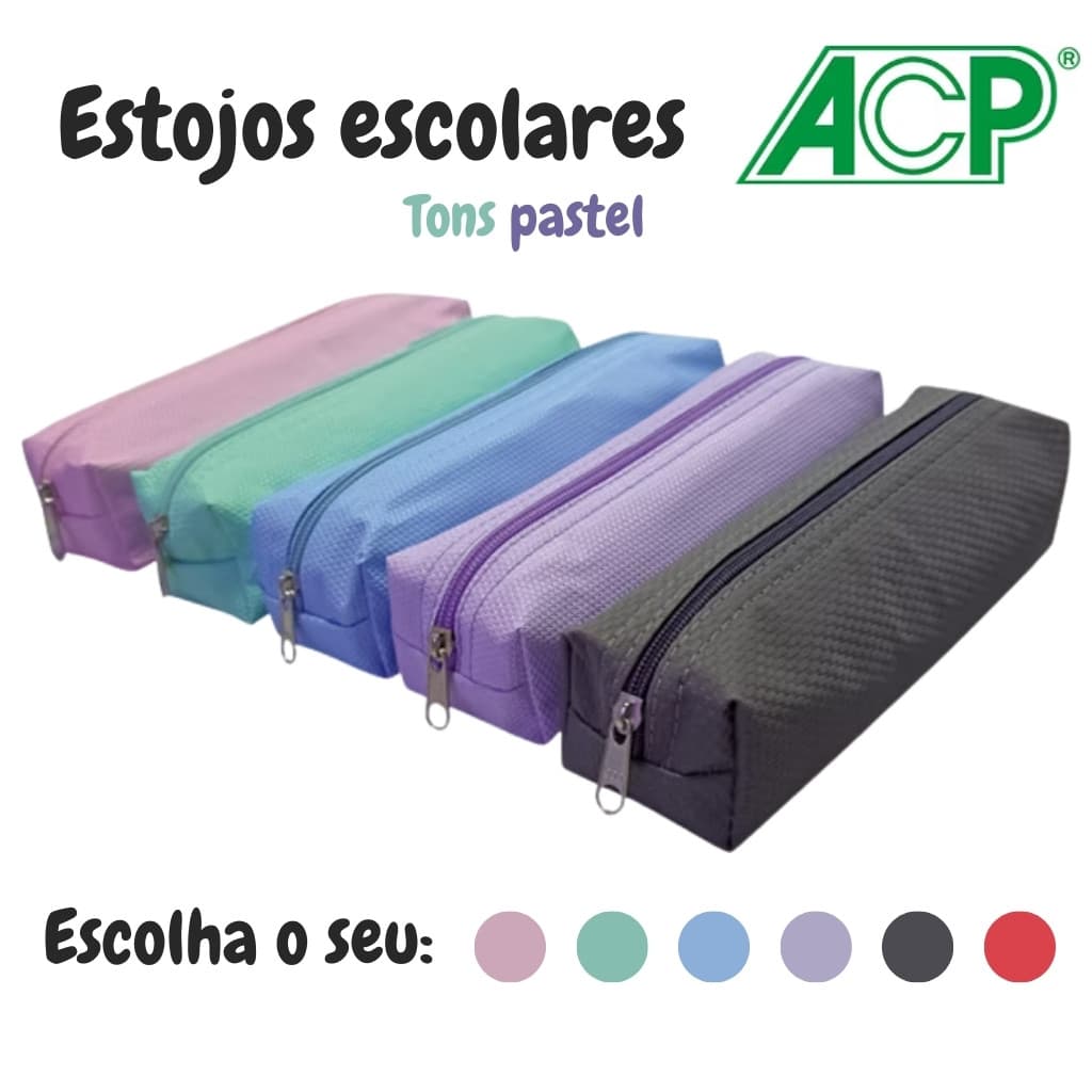 Estojos Escolares com Tons Pastel da ACP Estojo Feminino e Masculino Estojo Duplo