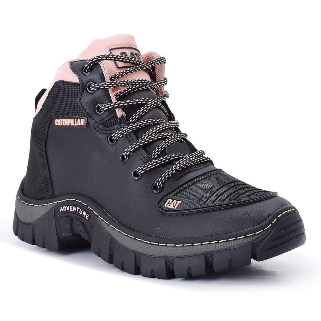 Bota + Chaveiro Caterpillar Motoqueiro Adventure Feminina Solado Tratorado Antiderrapante 34 ao 43
