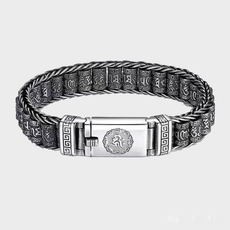 Pulseira masculina retrô de Metal com tubo giratório, com Totem de texto, pulseira principal de liga Mantra, joia, prese