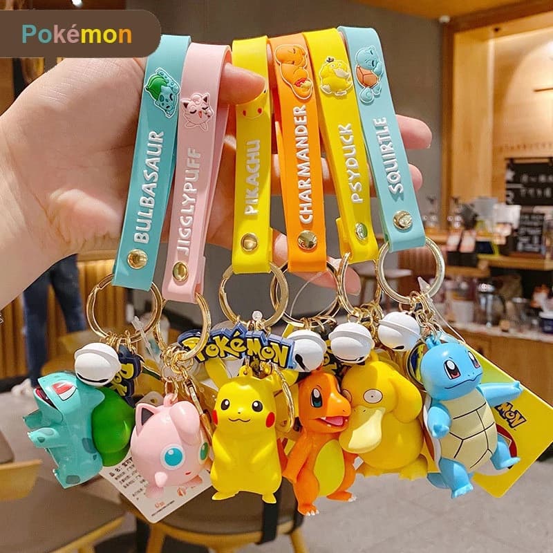 Figura De Ação Pokemon Pikachu Charmander Snorlax Squirtle Anime Porta-Chaves Pingente Presentes De Aniversário