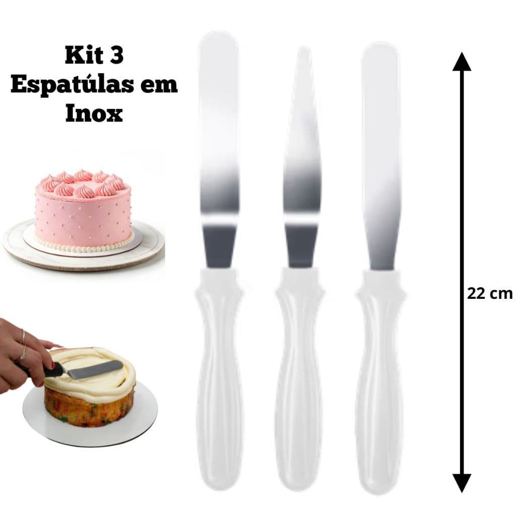 Espatúlas para Confeitaria Aço Inox Para Bolo Decoração Espatúlas Raspadora e Niveladora