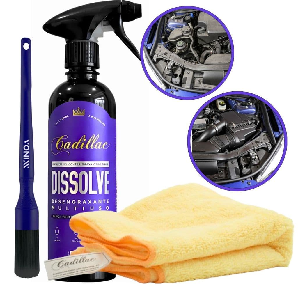 Kit Dissolve Cadillac 500ml + Pano + Pincel Vonixx  -Desengraxante Multiuso Sujeira Pesada