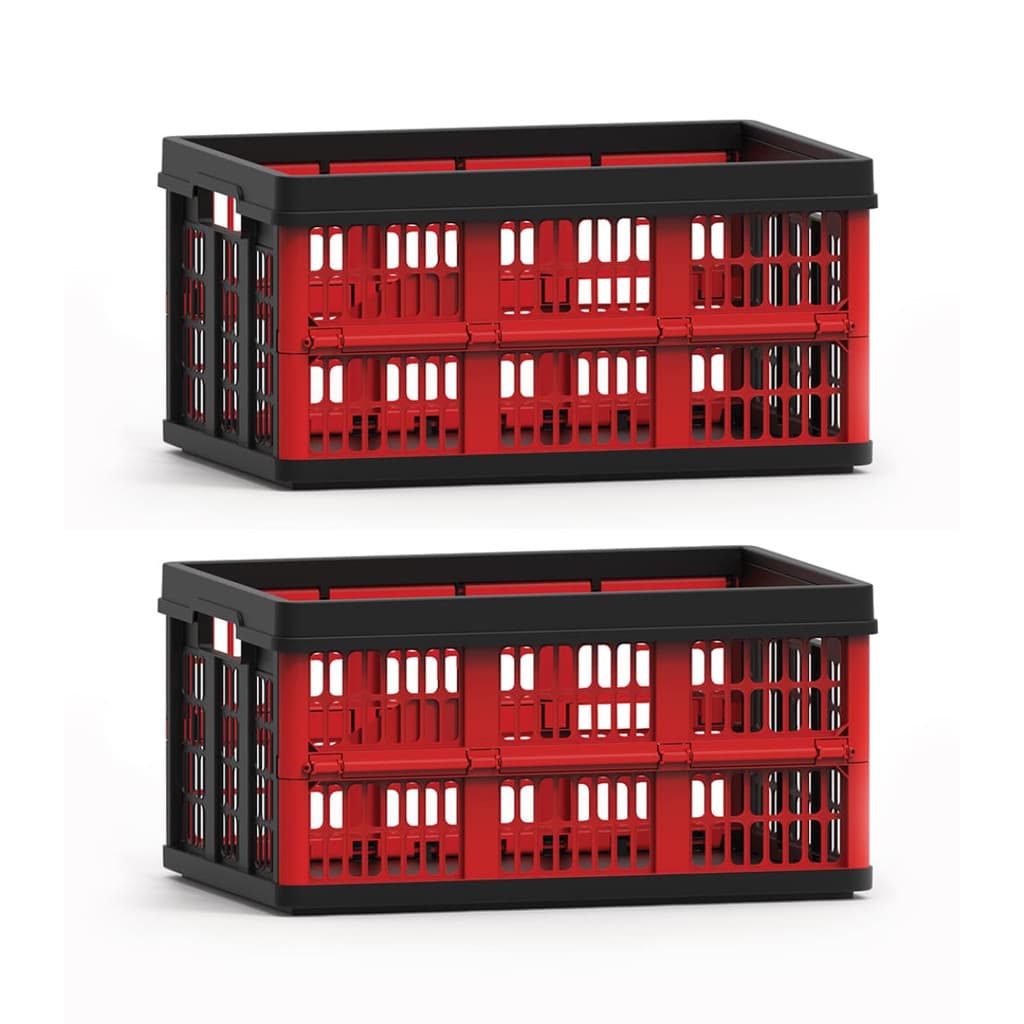 Kit 2 Caixas Organizadora Dobráveis e Desmontáveis Cesto 45L Vermelho Compacta e Organizada