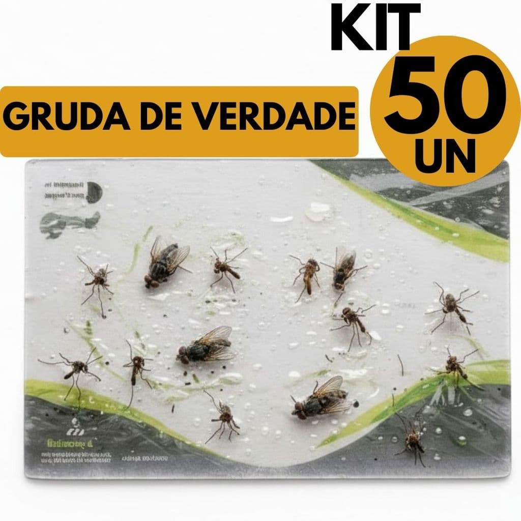 Armadilha Pega Mosca Adesiva Kit 50 Un Acabar com Insetos em Cozinha e Ambientes