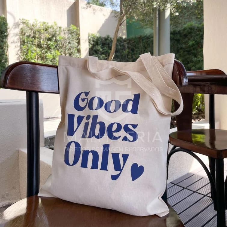 Bolsa Ecobag Ecologica Sacola em Algodão Cru - Good Vibes Only Casual