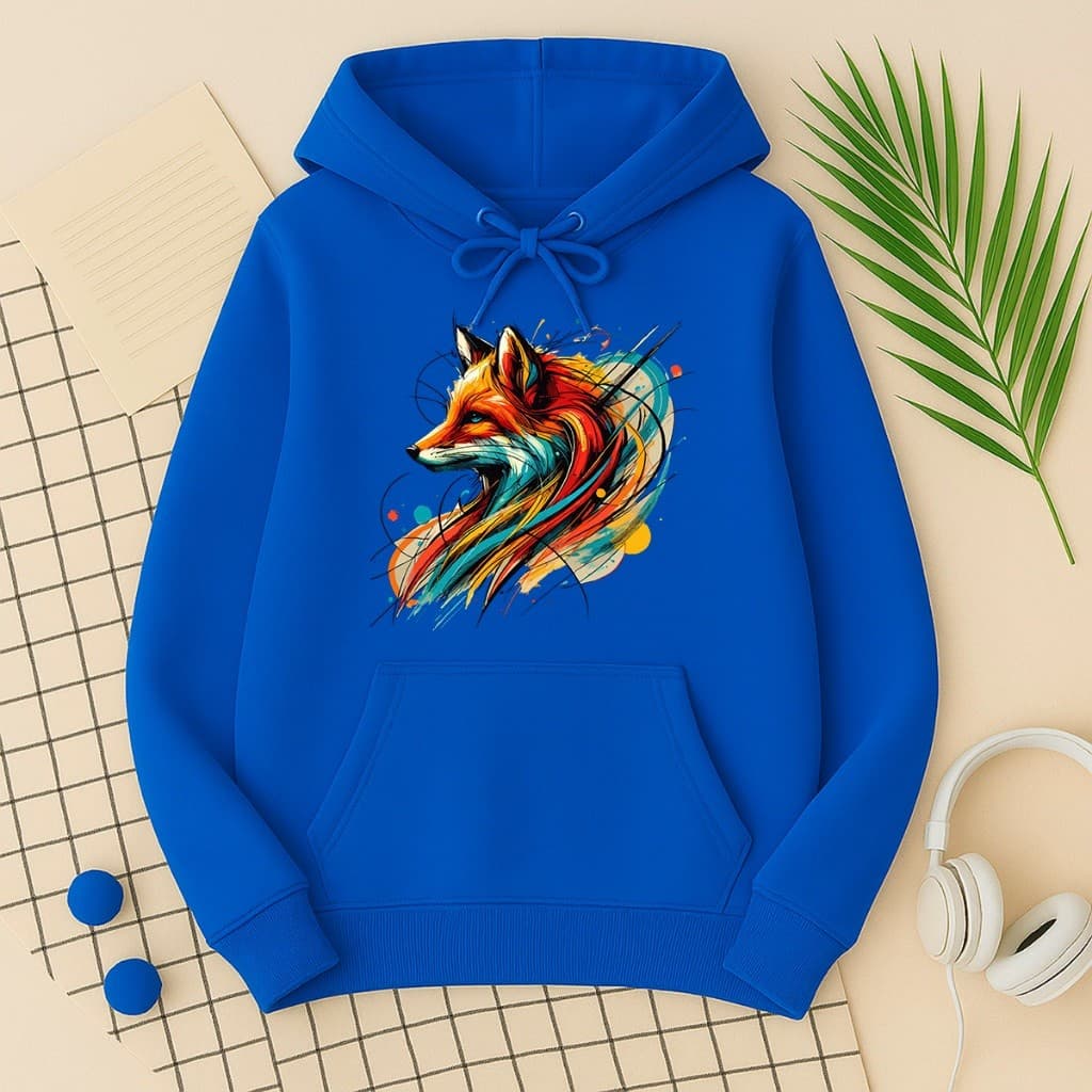 Moletom Blusa de Frio Feminino Estampa Raposa Moderna Arte Vibrante Estilo Inverno Fashion Fofo