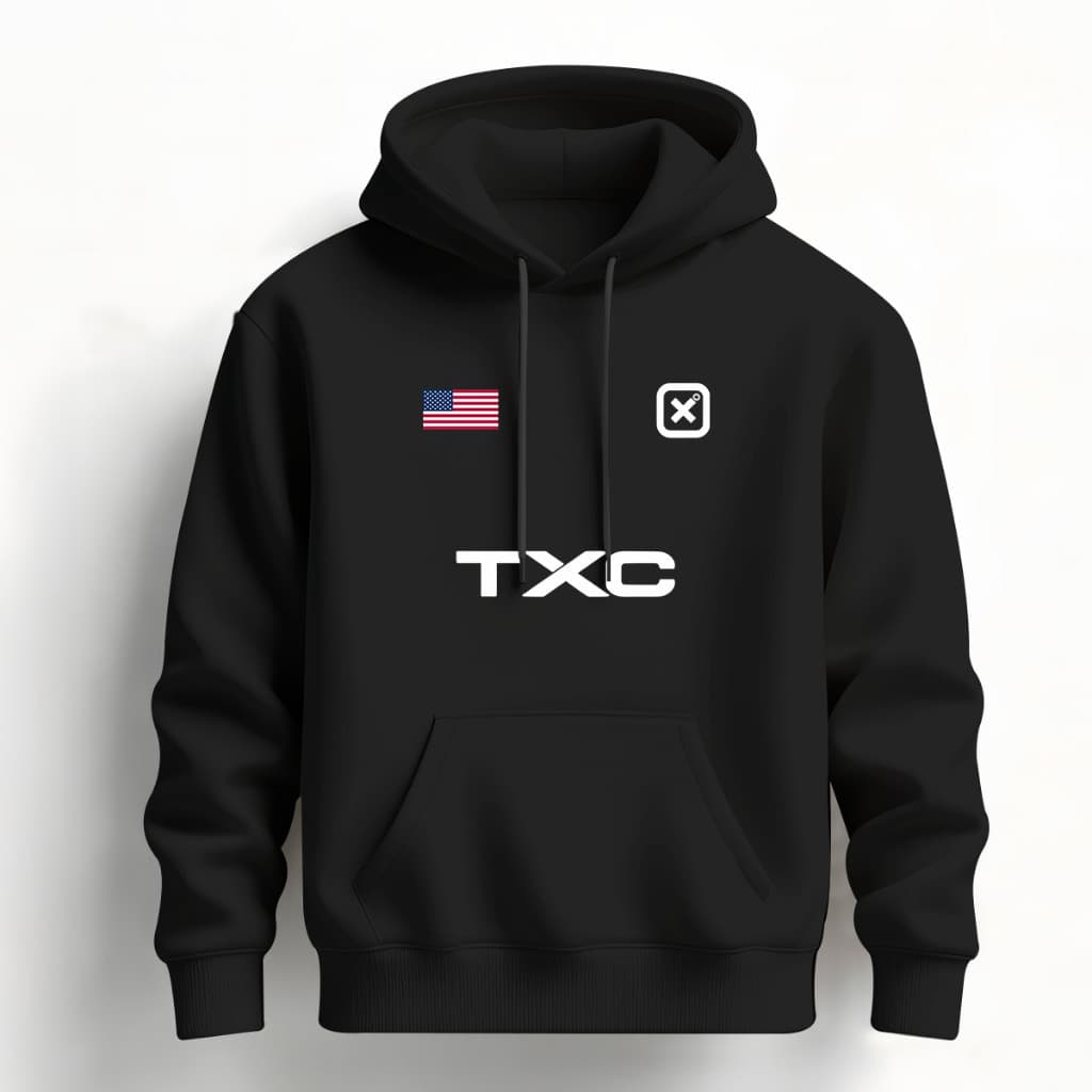 Moletom TXC Preto Canguru Premium Unissex Com Capuz 100% Algodao Varias Cores