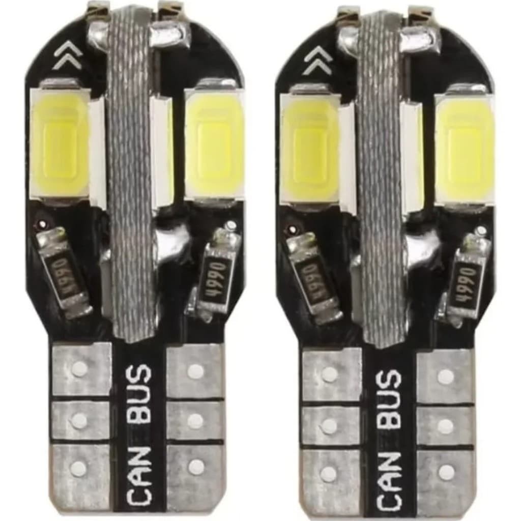 Kit 4 Lampada T10 Cambus 8 Led Canceller W5w Cadu Branco 12v