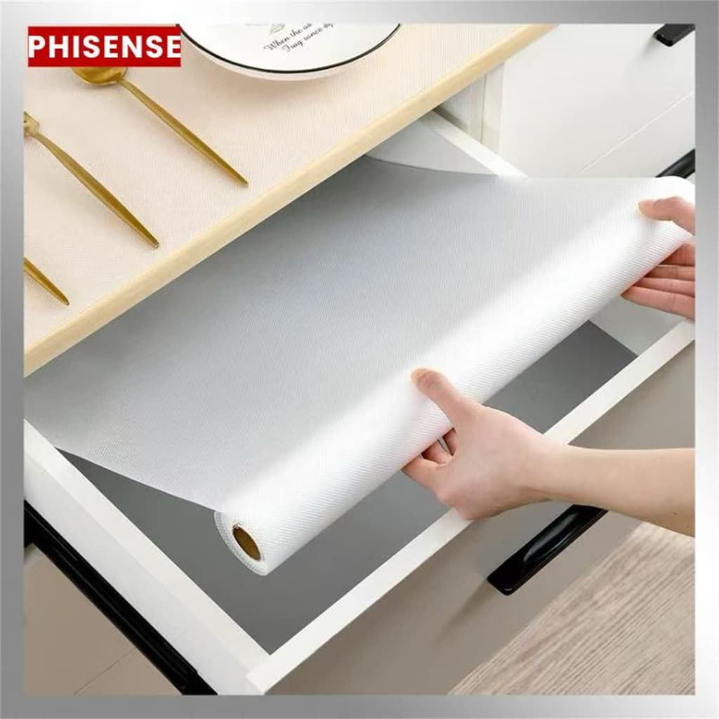 Kit 3 Rolos Forro Antiderrapante 45x100cm Transparente para Cozinha, Closet e Geladeira, Versátil e Resistente