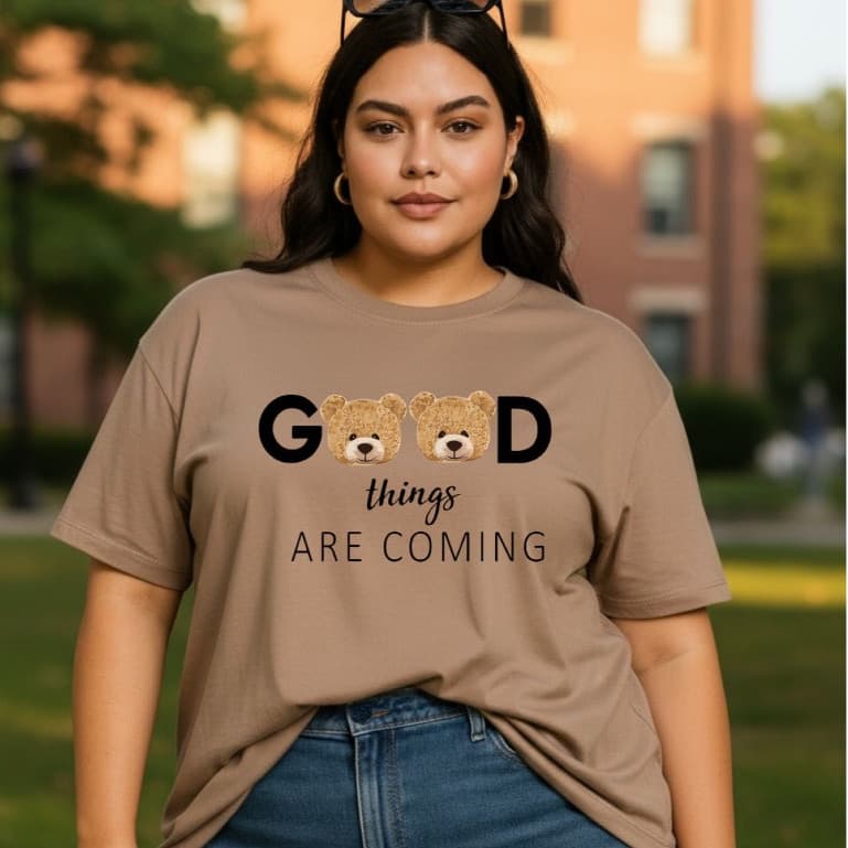Camiseta Feminina Estampa Good Plus Size 100% Algodão Blusa Feminina Plus Size