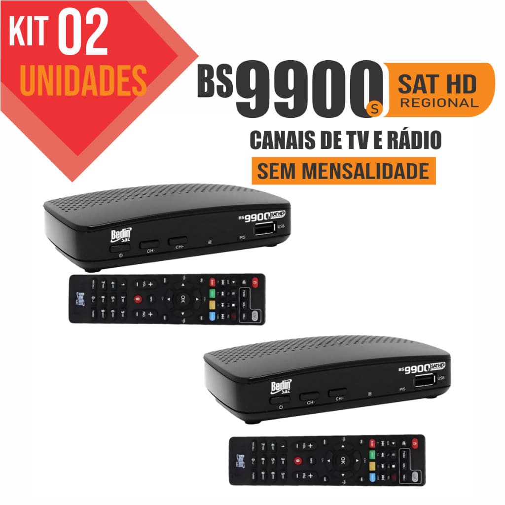 Kit 02 Receptor de antena parabólica digital bs 9900s para D2 e 43w