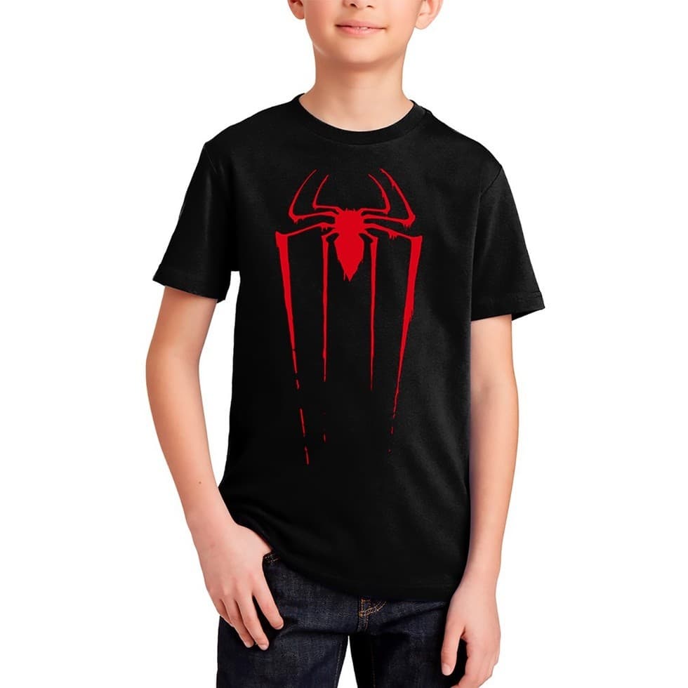 Camisa Infantil Manga Curta Estampa Spider Man 100% Algodão Modelagem Unissex Confortável Macio