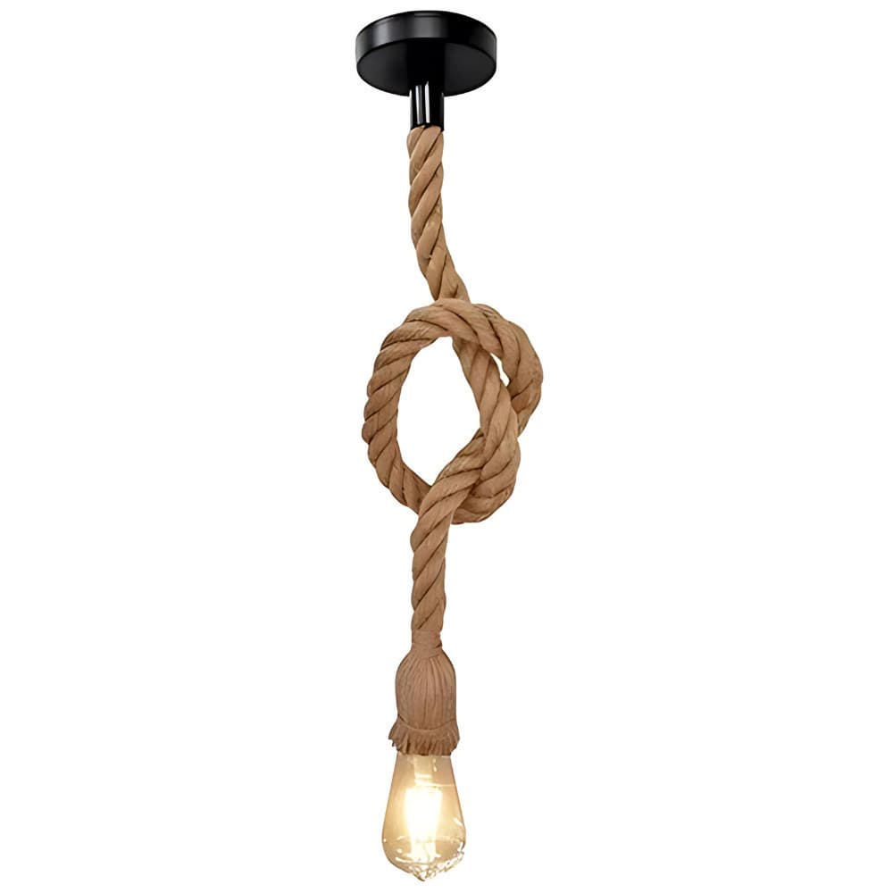 Pendente Corda 1M Retro Vintage Rústico Sisal E27 Para Decoração Com Detalhes Pérola Preta