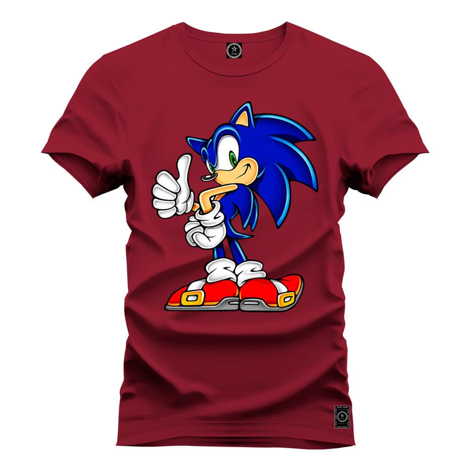 Camisa Camiseta Básica 100% Algodão Estampa Sonic Raio Azul Jogo Desenho Bt187