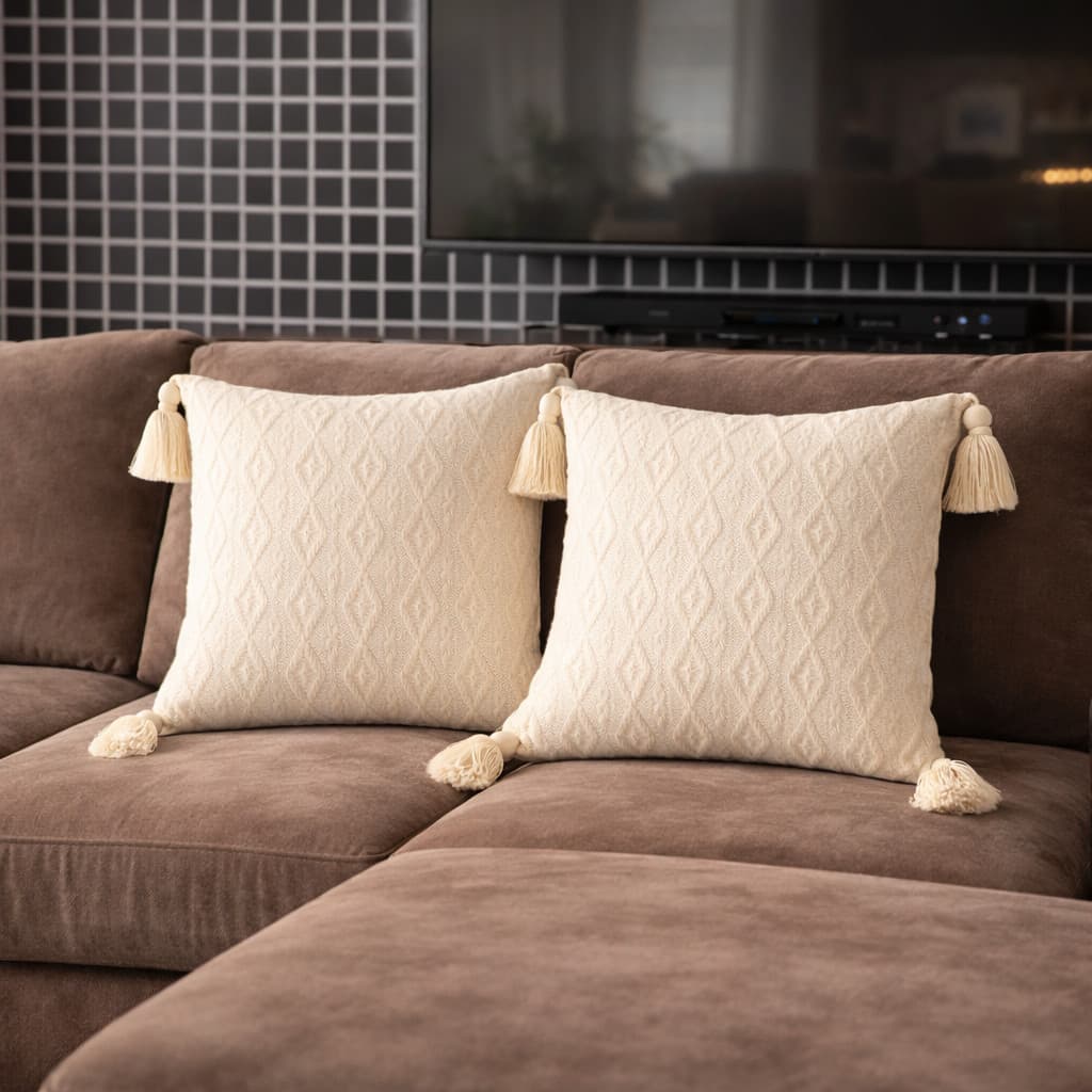 Kit 2 Capas de Almofada Indiana 45x45c Artesanal Algodão Estilo Boho para Sofá Sala Quarto Aconchegante