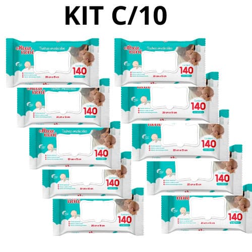 Kit c/10 Toalhas Umedecidas Meu Nenê - 1400 Unid